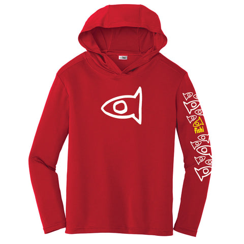 Youth Hooded Swim Shirt Red
